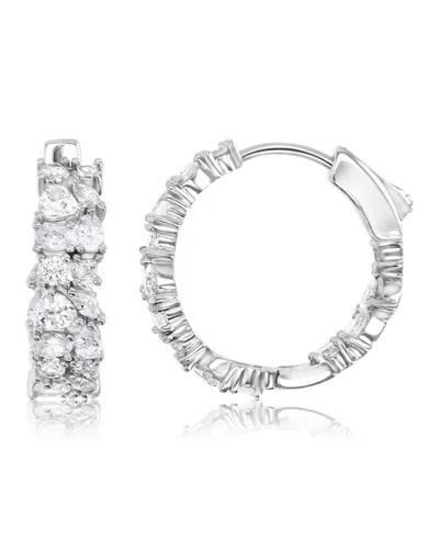 Macy's 14k Gold-plated Medium Crystal Hoop Earrings In Metallic