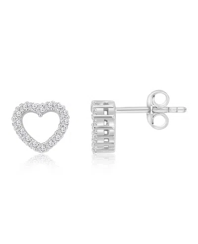 Macy's 14k Gold-plated Minimalist Heart Earrings In Silver