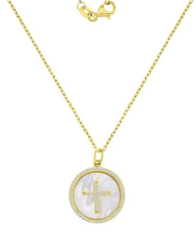 Macy's 14k Gold-plated Mop Crystal Cross Necklace
