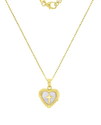 Macy's 14k Gold-plated Mop Stone Charm Necklace In Black