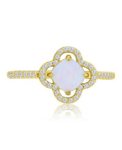 Macy's 14k Gold-plated Opal Clover Fashion Ring In Multi