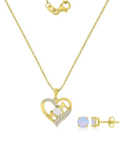 Macy's 14k Gold-plated Opal Heart Full Jewelry Set