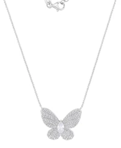 Macy's 14k Gold-plated Pave Butterfly Chain Necklace In Metallic