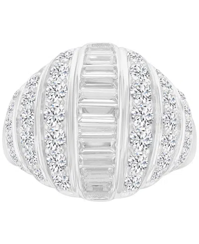 Macy's 14k Gold-plated Pave Fashion Band Ring In Silver