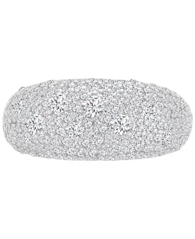 Macy's 14k Gold-plated Pave Statement Fashion Ring In Silver