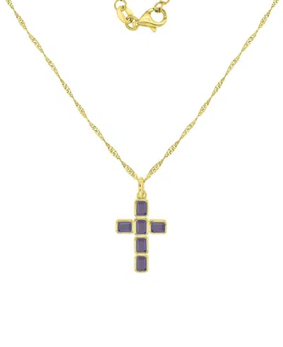 Macy's 14k Gold-plated Simple Cross Chain Necklace In Green