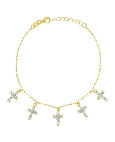 Macy's 14k Gold-plated Slim Crystal Cross Bracelet