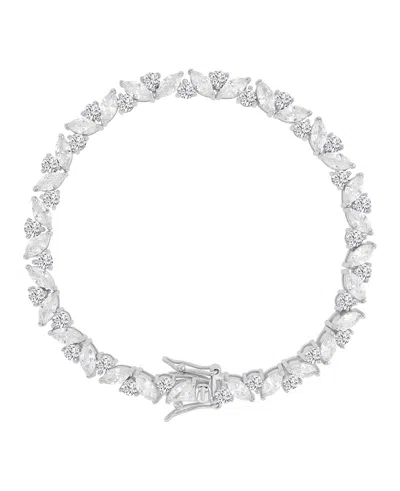 Macy's 14k Gold-plated Slim Crystal Tennis Bracelet In Silver