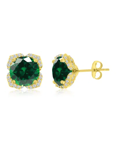 Macy's 14k Gold-plated Tanzanite Flower Drop Earrings In Gold,green