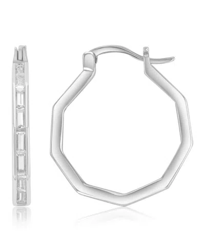 Macy's 14k Gold-plated Thin Baguette Hoop Earrings In Metallic