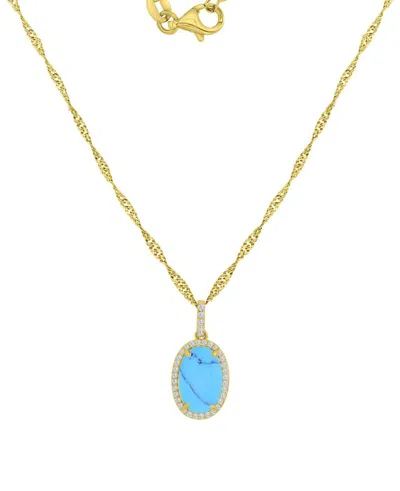 Macy's 14k Gold-plated Turquoise Crystal Necklace In Multi