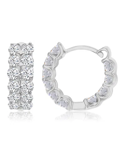 Macy's 14k Gold-plated Two Row Huggie Earrings In Silver