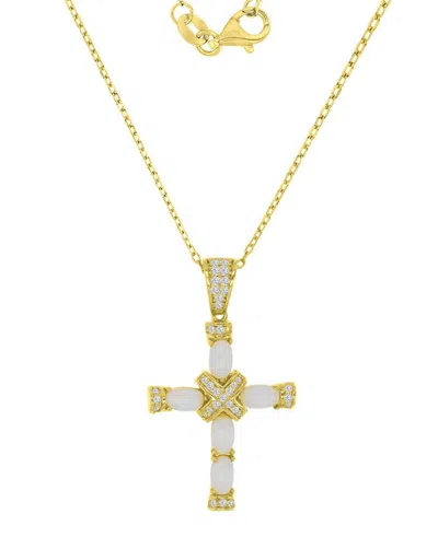 Macy's 14k Gold-plated Vintage Opal Cross Necklace