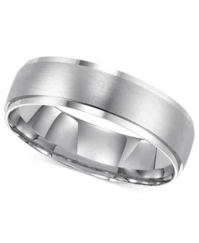Macy's 14k White Gold Brushed Finish 6mm Wedding Band In Metallic