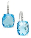 Macy's 14k White Gold Earrings, Blue Topaz (16 Ct. T.w.) And Diamond Leverback Earrings In Blue Topaz