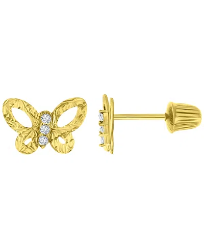Macy's 14k Yellow Gold Butterfly Stud Earrings In Orange