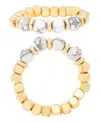 Macy's 14kgold Plated Grey Bead Stretch Ring In Gold