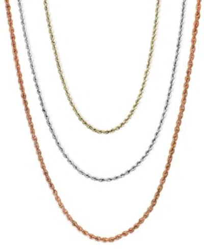 Macy's 18 22 Diamond Cut Rope Chain Necklace 2 1 2mm In 14k Gold White Gold Or Rose Gold In Multi