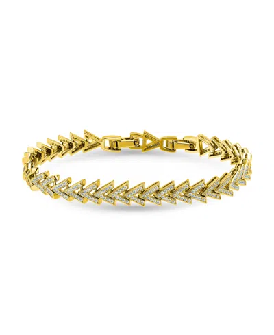 Macy's 2 1/10 Ct. T.w Micro Pave Cubic Zirconia Stones Chevron Design Pattern Link Bracelet, Created For Ma In Neutral