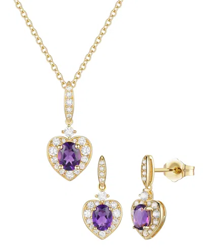 Macy's 2-pc. Amethyst (1 Ct. T.w.) And Lab-grown White Sapphire (0.2 Ct T.w.) Earrings And Necklace Set In  In Gold