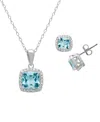 Macy's 2-pc. Blue Topaz (4-1/2 Ct. T.w.) And White Topaz (0.64 Ct. T.w.) Pendant Necklace & Matching Earrin In Silver