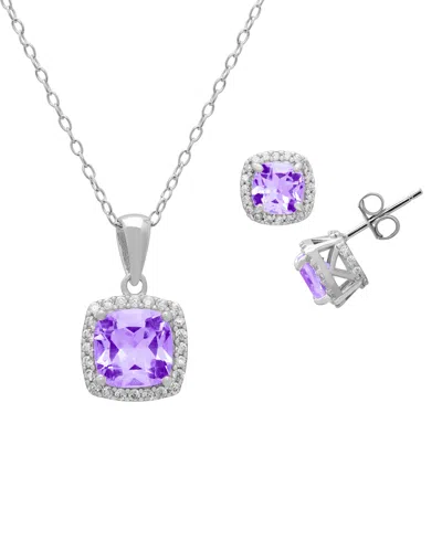 Macy's 2-pc. Blue Topaz (4-1/2 Ct. T.w.) And White Topaz (0.64 Ct. T.w.) Pendant Necklace & Matching Earrin In Silver