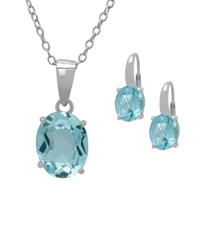 Macy's 2-pc. Blue Topaz (6.50 Ct. T.w.) Star Pendant Necklace & Earrings Set In Sterling Silver In Multi