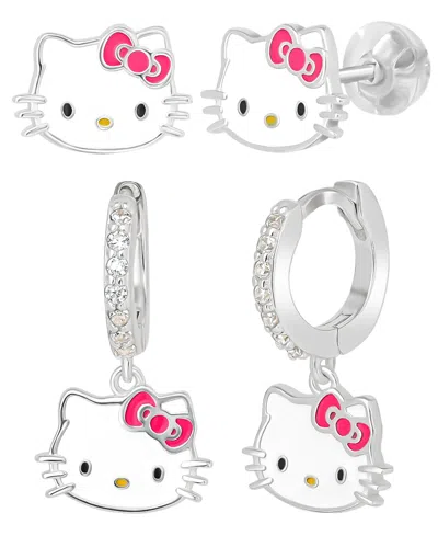 Macy's 2-pc. Cubic Zirconia Drop And Stud Earrings Set In Sterling Silver