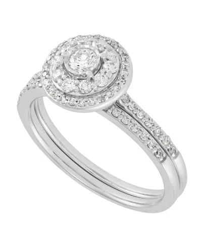 Macy's 2-pc. Diamond Bridal Ring (1/2 Ct. T.w.) In 10k White Gold In Metallic