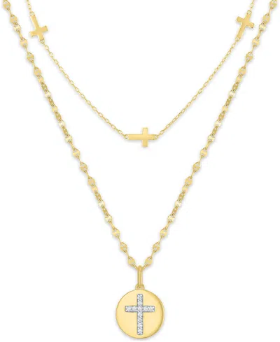 Macy's 2-pc. Diamond Necklace Set (1/10 Ct. T.w.) In 14k Yellow Gold Over Sterling Silver