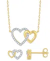 Macy's 2-pc. Diamond Pendant Necklace And Earrings Set (1/6 Ct. T.w.) In 14k Yellow Gold Over Sterling Silv In Gold