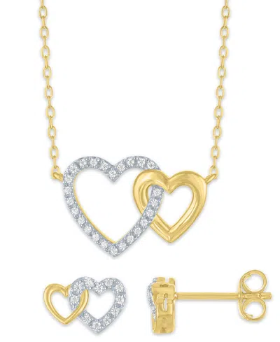 Macy's 2-pc. Diamond Pendant Necklace And Earrings Set (1/6 Ct. T.w.) In 14k Yellow Gold Over Sterling Silv