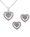 Macy's 2-pc. Set Amethyst (1-1/3 Ct. T.w.) & Marcasite Pendant Necklace & Matching Stud Earrings In Sterlin In Sterling Silver