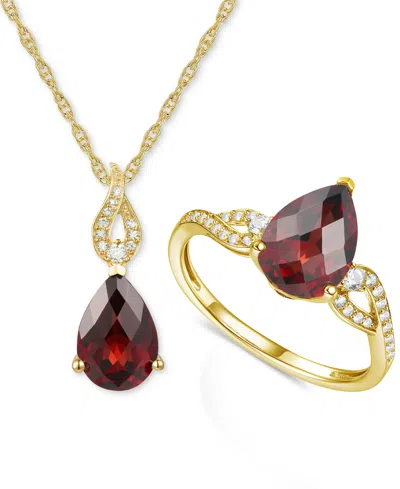 Macy's 2-pc. Set Amethyst (3-3/8 Ct. T.w.) & Lab-grown White Sapphire (1/5 Ct. T.w.) Pendant Necklace & Mat In Garnet