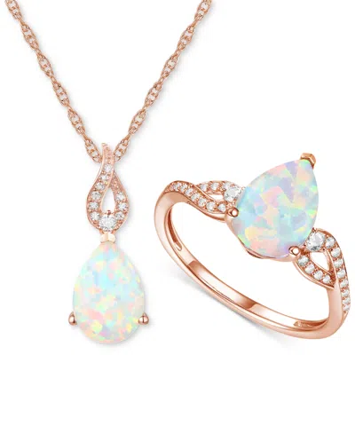 Macy's 2-pc. Set Amethyst (3-3/8 Ct. T.w.) & Lab-grown White Sapphire (1/5 Ct. T.w.) Pendant Necklace & Mat In Opal