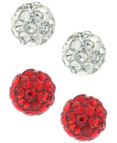 Macy's 2-pc. Set Blue & Dark Blue Crystal Ball Stud Earrings In Sterling Silver (also In White & Red Crysta