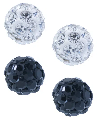 Macy's 2-pc. Set Blue & Dark Blue Crystal Ball Stud Earrings In Sterling Silver (also In White & Red Crysta In Black