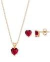 MACY'S 2-PC. SET BLUE TOPAZ HEART PENDANT NECKLACE & MATCHING STUD EARRINGS (2-3/4 CT. T.W.) IN 10K GOLD (A