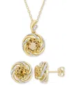 Macy's 2-pc. Set Citrine (5-1/2 Ct. T.w.), White Topaz (3/8 Ct. T.w.) & Diamond Accent Pendant Necklace & M In Citrine