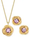 Macy's 2-pc. Set Citrine Love Knot 18" Pendant Necklace & Matching Stud Earrings (1-3/4 Ct. T.w.) In 14k Go In Amethyst