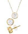 Macy's 2-pc. Set Cubic Zirconia Bezel Solitaire Pendant Necklace & Matching Stud Earrings In Gold Over Silver