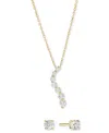 Macy's 2-pc Set Cubic Zirconia Journey Pendant Necklace & Solitaire Stud Earrings In Sterling Silver (also In Gold