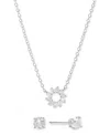 Macy's 2-pc Set Cubic Zirconia Sun Pendant Necklace & Solitaire Stud Earrings In Sterling Silver (also Avai In Silver