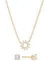 Macy's 2-pc Set Cubic Zirconia Sun Pendant Necklace & Solitaire Stud Earrings In Sterling Silver (also Avai In Gold