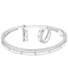 Macy's 2-pc. Set Diamond Bangle Bracelet And Hoop Earrings (1/4 Ct. T.w.) In Sterling Silver In Metallic