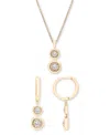Macy's 2-pc. Set Diamond Circle Cluster Pendant Necklace & Matching Dangle Earrings (1/3 Ct. T.w.) In Sterl In Gold-plated Sterling Silver