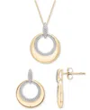 Macy's 2-pc. Set Diamond Circle Pendant Necklace & Matching Drop Earrings (1/5 Ct. T.w.) In 14k Gold-plated In Gold-plated Sterling Silver