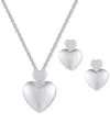 Macy's 2-pc. Set Diamond Double Heart Pendant Necklace & Matching Stud Earrings (1/10 Ct. T.w.) In Sterling In Sterling Silver