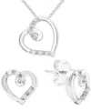Macy's 2-pc. Set Diamond Heart Openwork Pendant Necklace & Matching Stud Earrings (1/6 Ct. T.w.) In Sterlin In Sterling Silver