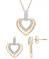Macy's 2-pc. Set Diamond Heart Pendant Necklace & Matching Drop Earrings (1/5 Ct. T.w.) In 14k Gold-plated In Gold-plated Sterling Silver